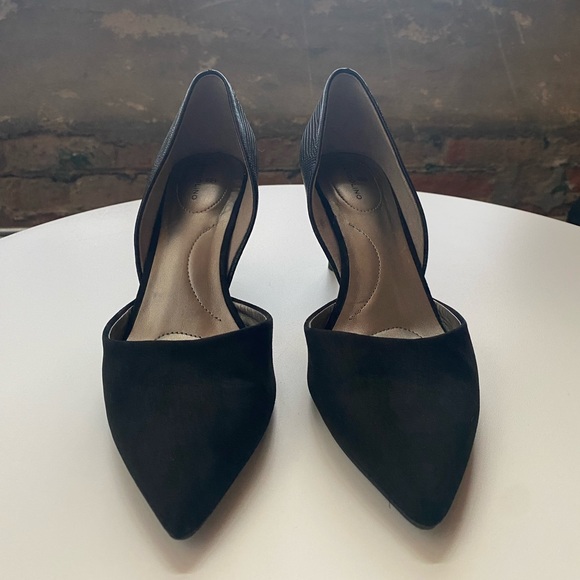 BANDOLINO Grenow D'Orsay Pumps size 8 Black Suede and Textured Heel - Picture 7 of 10